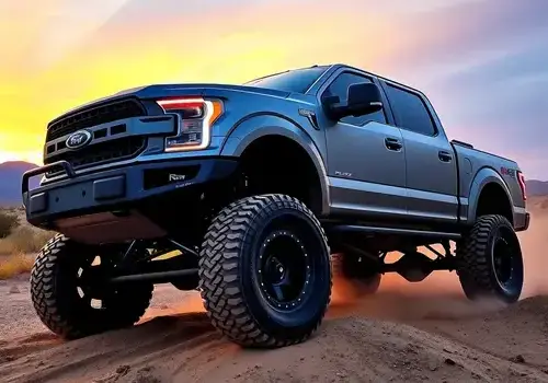 Lifted truck with suspension kit